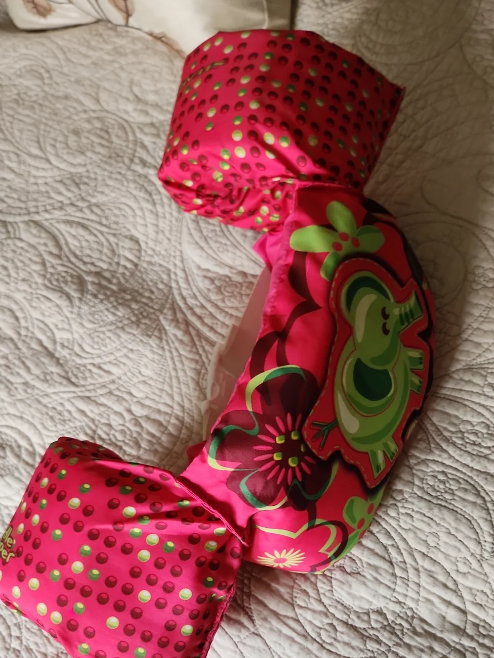 Kids Pink Swim Float Vest with Green Elephant Design
